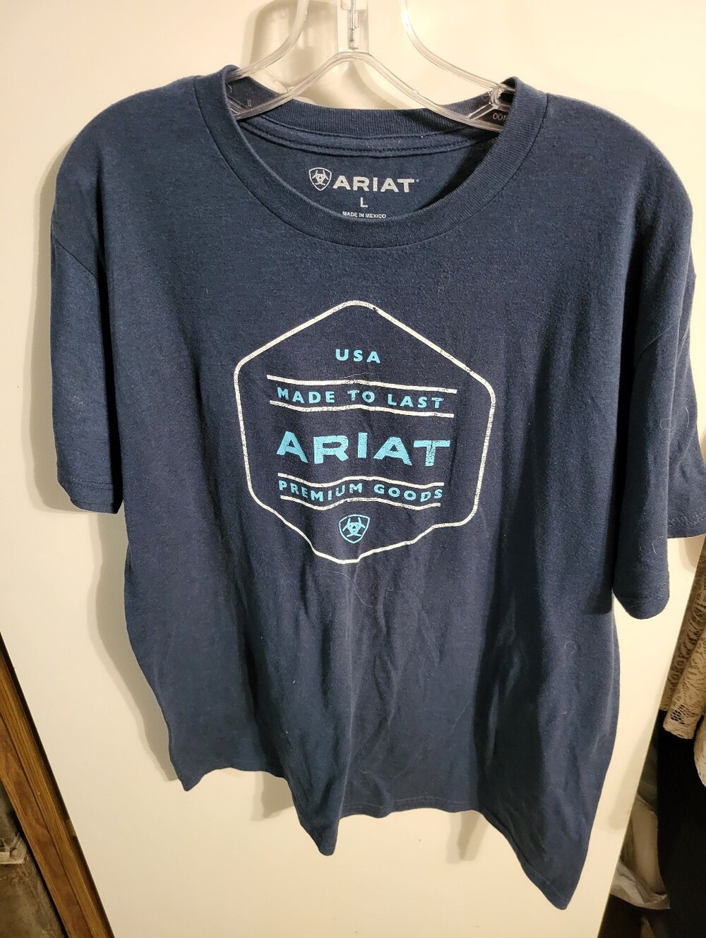 Ariat Men’s Logo Badge Crewneck T-Shirt Size L Navy BLUE